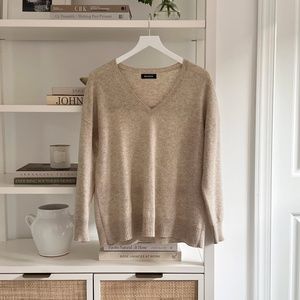 Naadam Cashmere Oversized V-Neck Sweater Oatmeal Medium